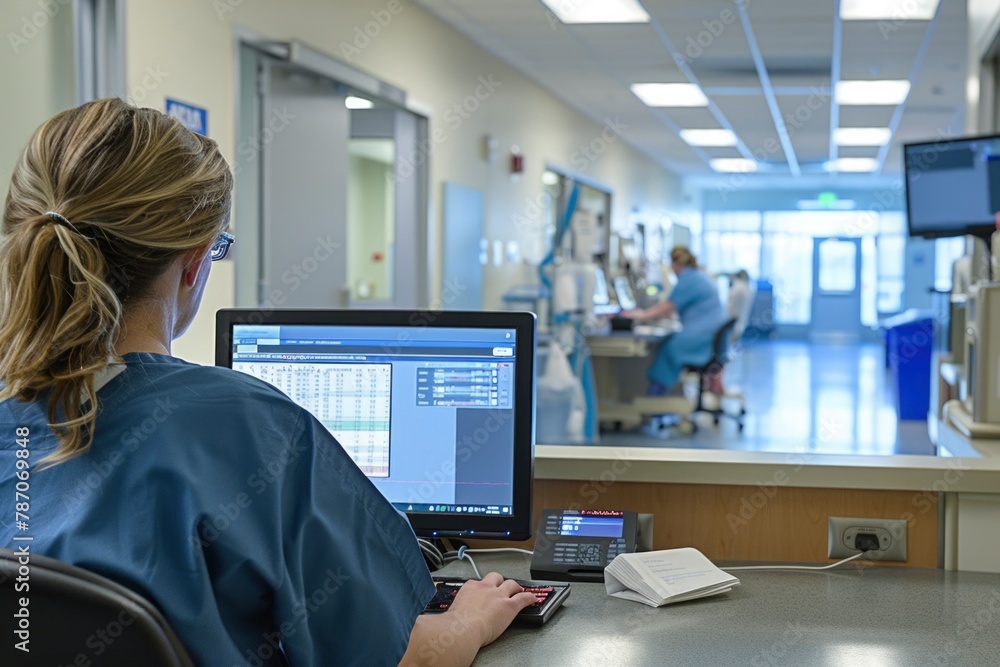 © EvgeniiaFreeman - Healthcare Professional Monitoring Patients in Hospital Computer Station