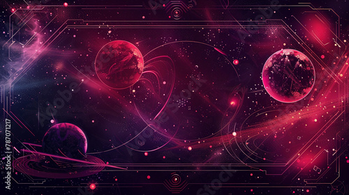 Celestial-themed vector, garnet hues, perfect for astral dynamics and stargazing events.