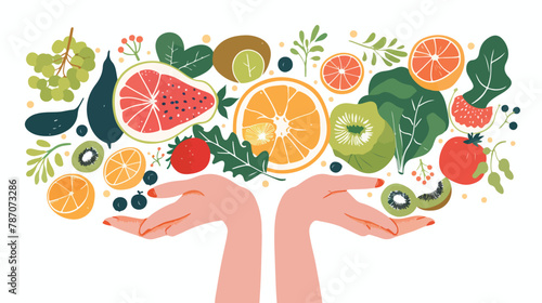Hand food vegan fruit vector illsutration graphic photo