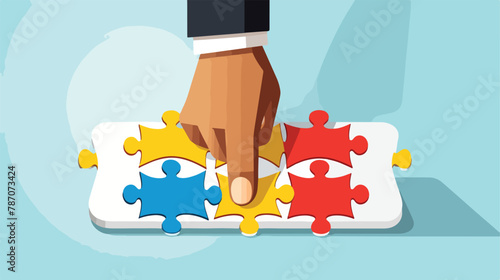 Hand insert jigsaw conceptual image of business
