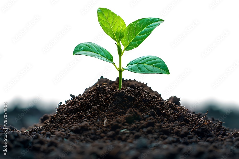 A young, green plant emerging from the dark earth was removed. A young, green plant emerging from the dark earth was removed.