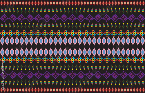 Gypsy pattern tribal ethnic motifs geometric vector background. Doodle gypsy geometric shapes sprites tribal motifs clothing fabric textile print traditional design with triangles