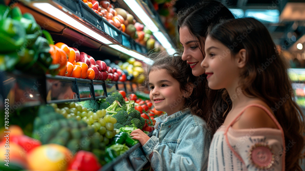 conmovedor momento de una madre y su hija comprando juntas en un supermercado.