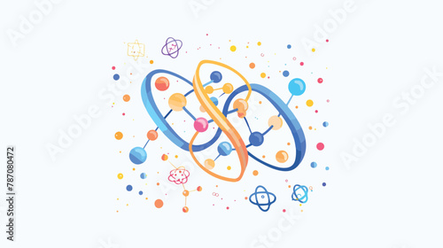 Illustration dnamolecule atom flat vector isolated 