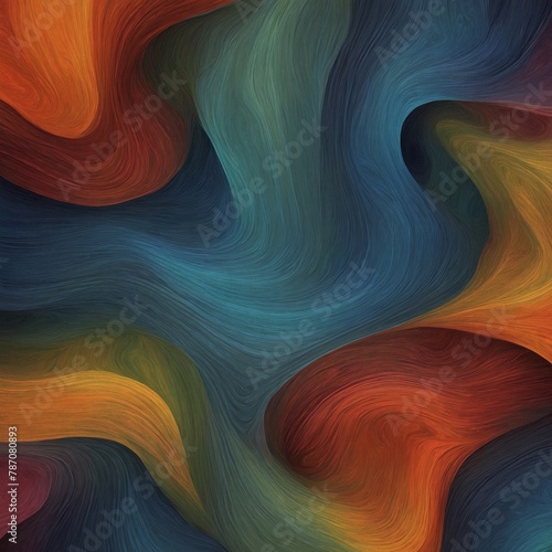 Mesmerizing dance of colors, shapes unfolds, where vibrant hues of red, blue, green, yellow intertwine in harmonious yet dynamic display. Fluidity of forms evokes sense of motion; each curve.