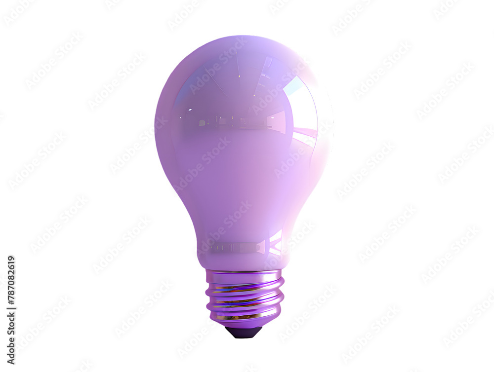 Pink Glowing light bulb isolated on transparent background
