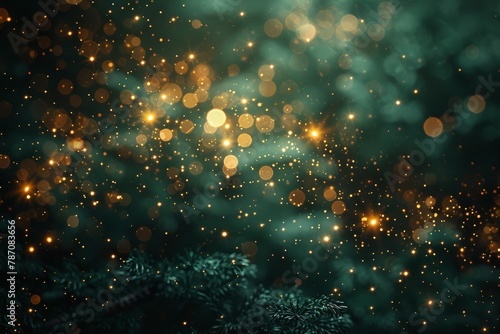 Enchanting bokeh light effect on a dreamy green background suggesting magic and wonder for festive occasions