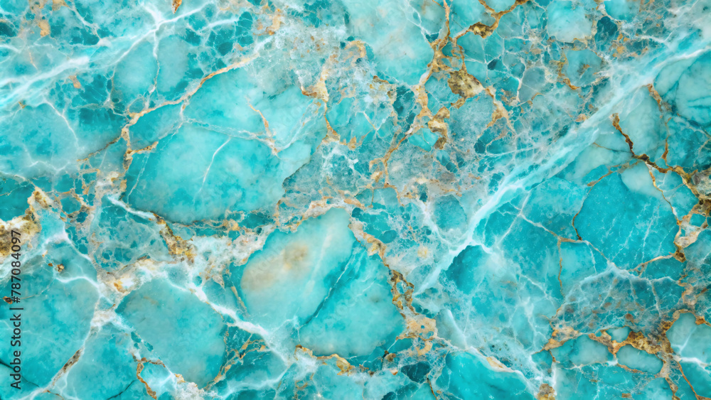 Fototapeta premium A turquoise marble surface texture with gentle reflection