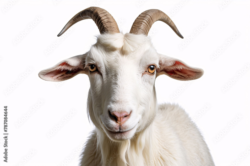 Frontal view of a white goat
Frontal view of a white goat