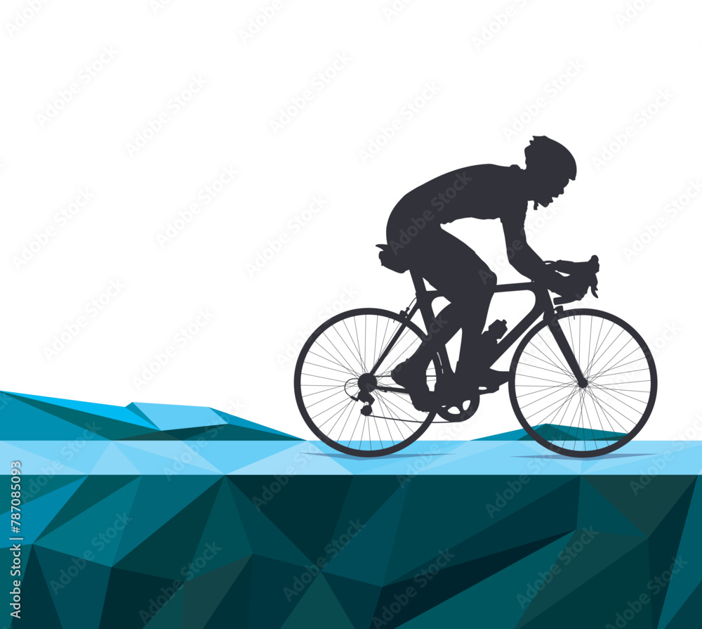 Fototapeta premium Cyclist on a sports road bike. Isolate vector silhouette.