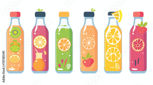 Juice drink bottle flat vector isolated on white background