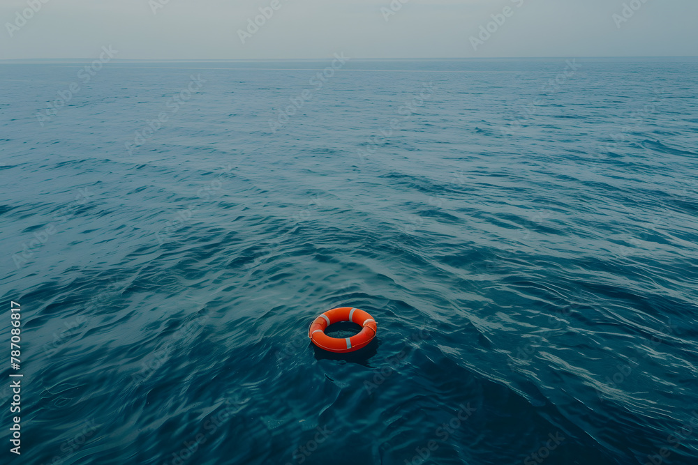 Life buoy rescue ring in the middle of the ocean for rescue and help sos concepts Life buoy rescue ring in the middle of the ocean for rescue and help sos concepts