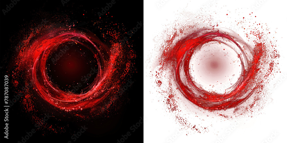 glowing red abstract ring electric particle glow light effect, isolated ...