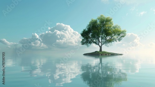 tree grows in the middle of the lake