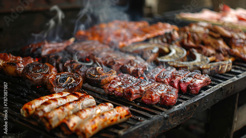 Meat on the grill. Street food