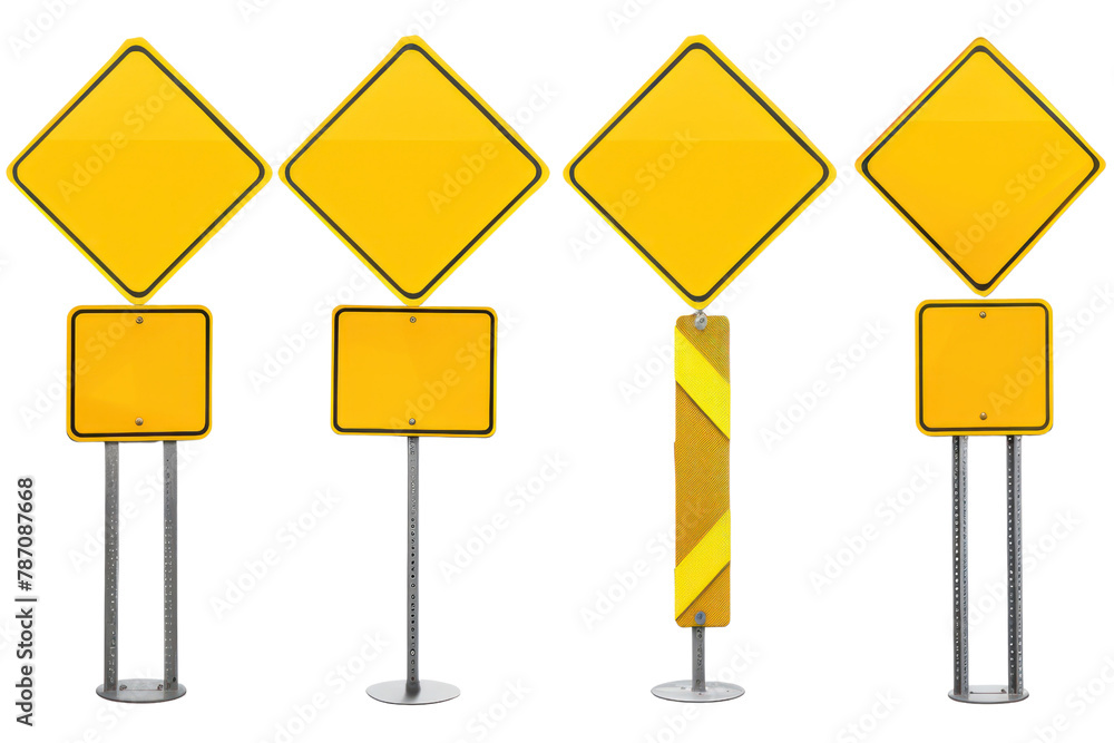 Collection of blank yellow road signs or Empty
.isolated on white background Collection of blank yellow road signs or Empty
.isolated on white background