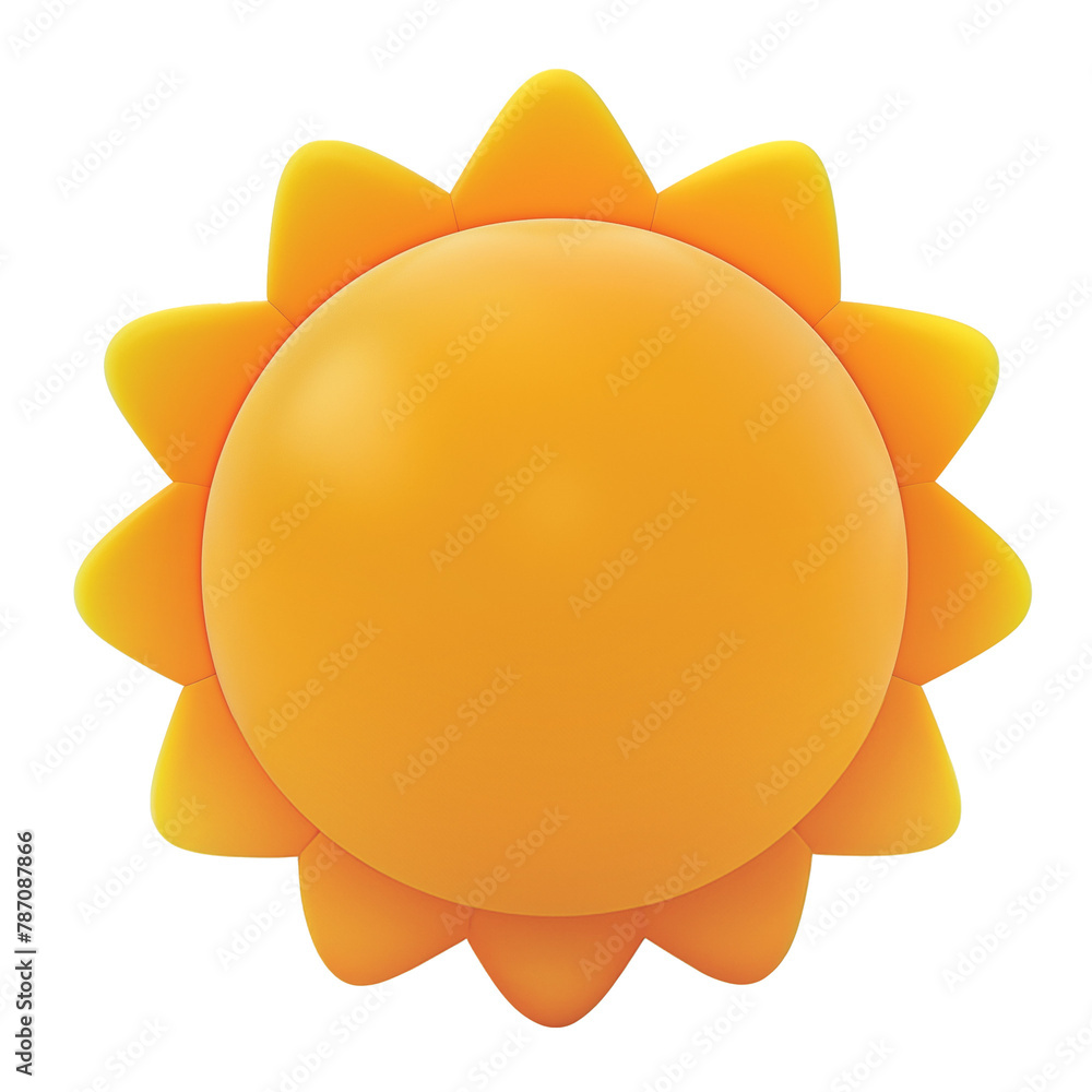 3D icon of a cute sun about the weather