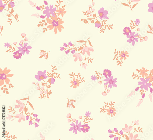 pattern on a white background with a wild flowers of different sizes artwork for tattoo, fabrics, souvenirs, packaging, greeting cards and scrapbooking