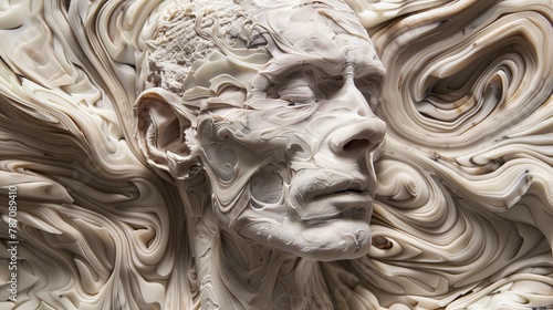 Écorché art, human skull depicted only with muscles and bones without skin, 16:9
