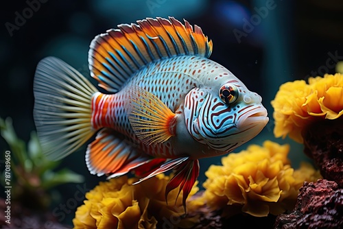 Captivating aquarium fish showcased alongside essential care tips. Explore the vibrant world of underwater companionship and responsible pet care, Generative AI.