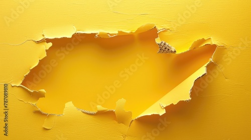 yellow ripped membrane with paper slik, layered and editable. two layers of punched film. photo