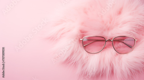 pink glasses on white background