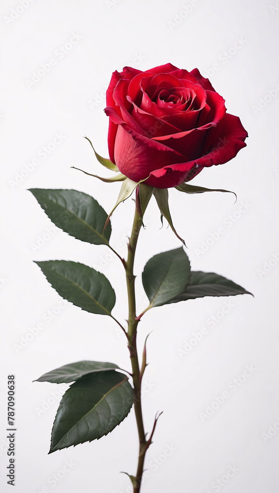 Naklejka premium red rose flower isolated on white background 