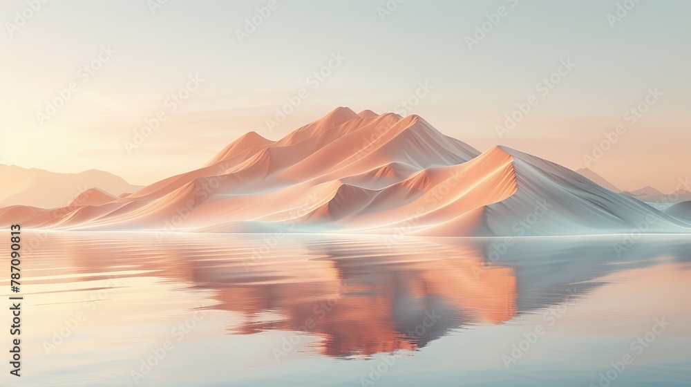 Serene sunset reflections on mountain lake