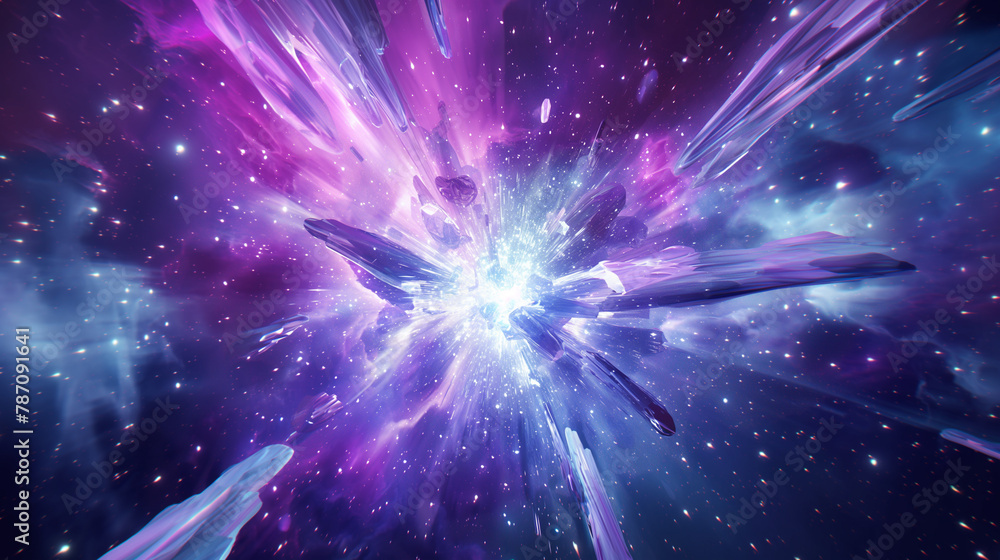 Fototapeta premium Colorful Light Burst in Abstract Space Scene 