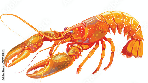 Lobster Marine Animal Colored Cartoon flat vector isolated