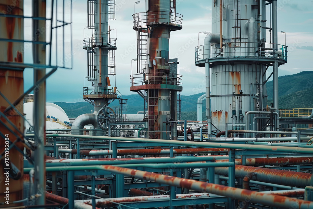 Industrial view at oil refinery plant form industry zone
