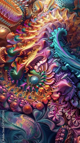 Wallpaper Mural Mesmerizing abstract fractal design with a burst of vibrant colors and intricate patterns Torontodigital.ca