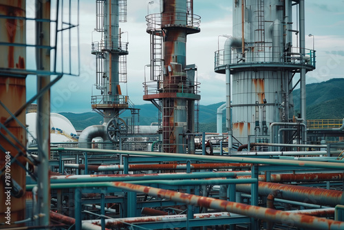 Industrial view at oil refinery plant form industry zone
 photo