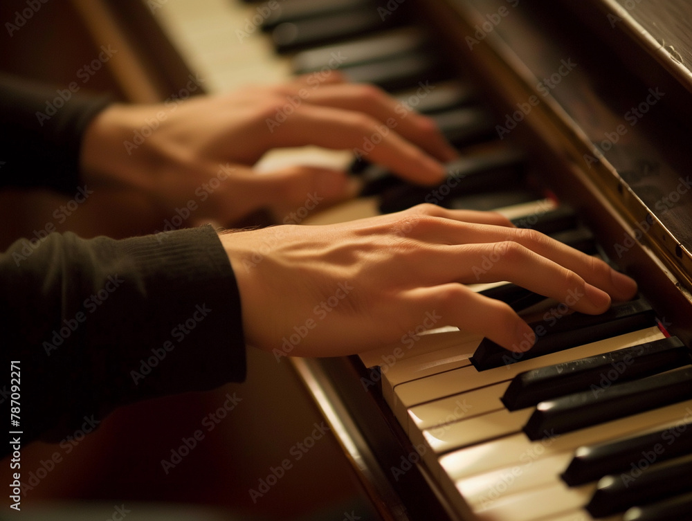 Artistic Hands on Piano Keys