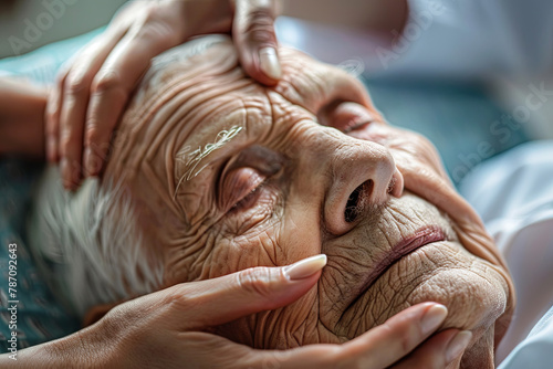 Careful caregiver taking care of the patient
