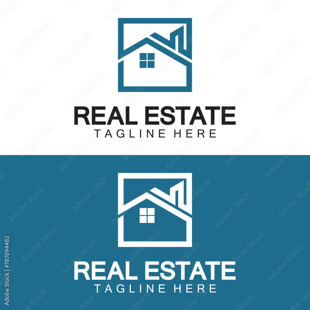 Real Estate Logo Vector. Logo Design Template for Property Real Estate Illustration with House Icon line minimalist concept Real Estate Logo Vector. Logo Design Template for Property Real Estate Illustration with House Icon line minimalist concept