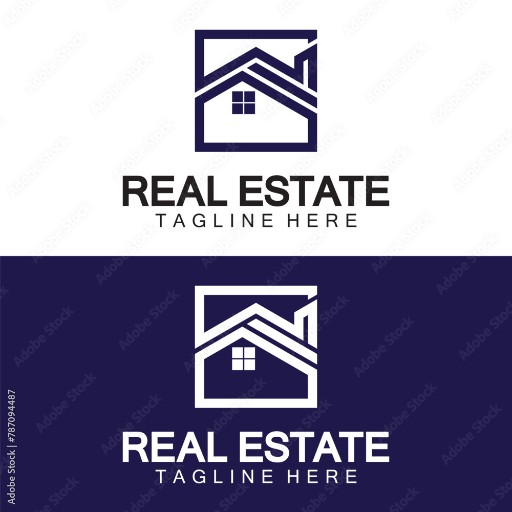 Real Estate Logo Vector. Logo Design Template for Property Real Estate Illustration with House Icon line minimalist concept