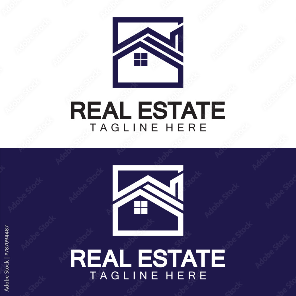 Real Estate Logo Vector. Logo Design Template for Property Real Estate Illustration with House Icon line minimalist concept Real Estate Logo Vector. Logo Design Template for Property Real Estate Illustration with House Icon line minimalist concept