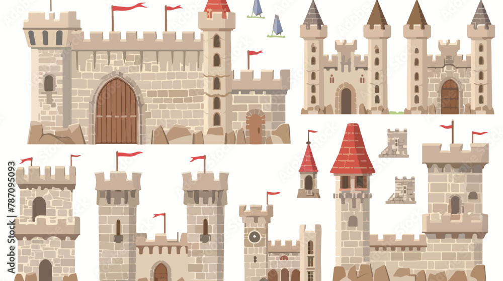 Medieval castle constructor for children vector illustration