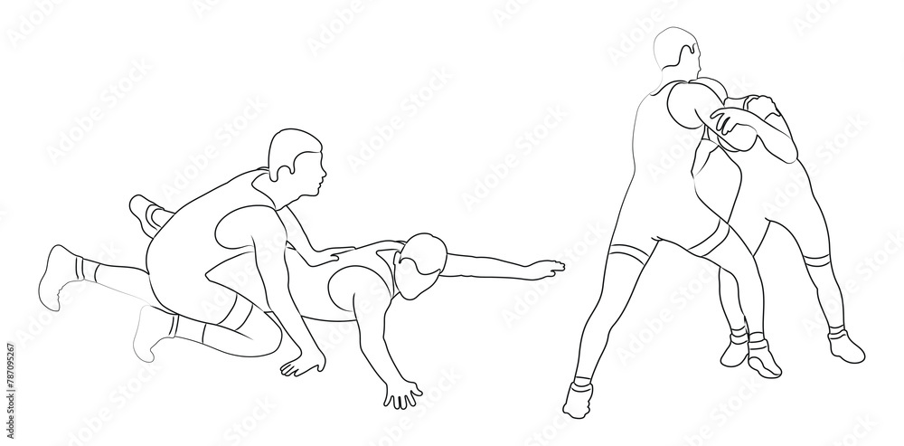 Fototapeta premium Image of two fighters in a fight, isolated vector