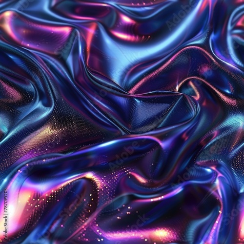 A vibrant and dynamic abstract image featuring fluid-like shapes with neon colors