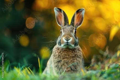 Brown rabbit standing in field. © Lubos Chlubny