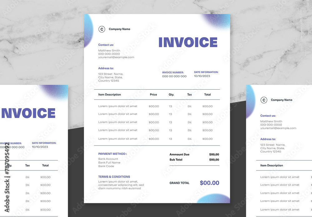 Gradients Invoice Stock Template | Adobe Stock