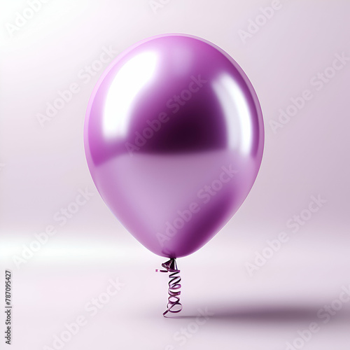 Purple balloon on a pink background. 3d render. Holiday concept.