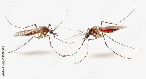 two mosquitoes isolated on white background insect