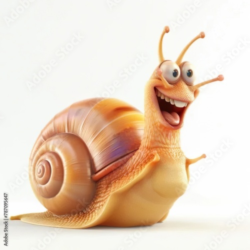 3D illustration of a snail isolated on a white background