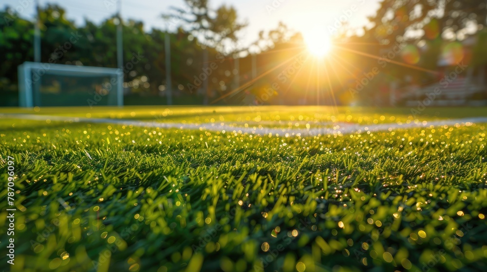 Soccer Field Made of Artificial Turf and Rubber Granules StockFoto