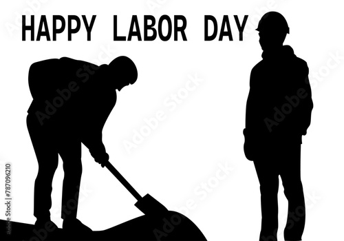 Día del trabajador con silueta de obreros.