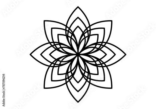 Icono negro de flor hecho con trazado. 