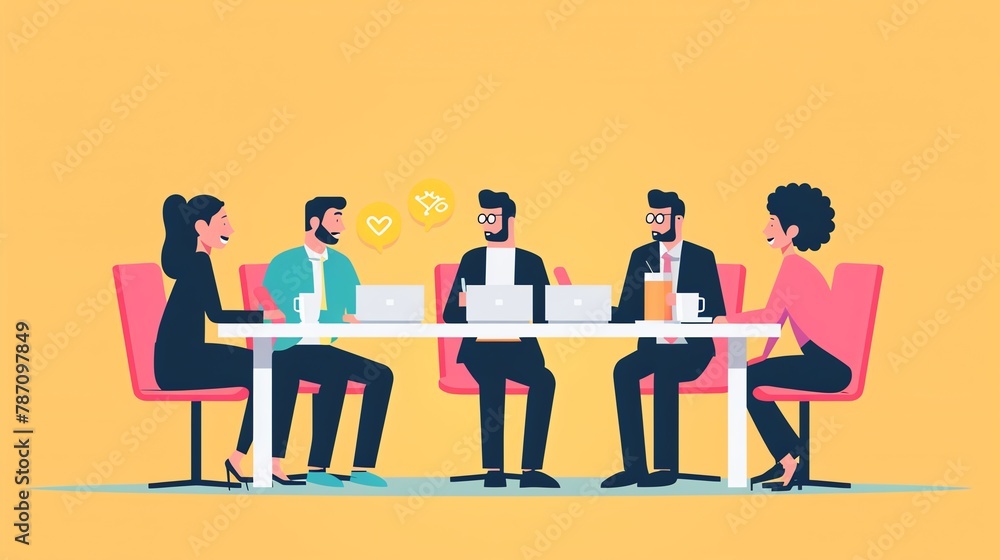 minimalist flat design of a business meeting minimalist flat design of a business meeting